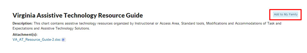 Screenshot of VA Family Result
